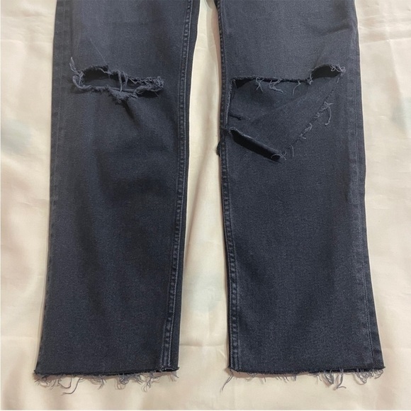 Re/Done- Original High Rise Loose In Washed Black With Rips And Raw Hem 29 - Picture 5 of 9
